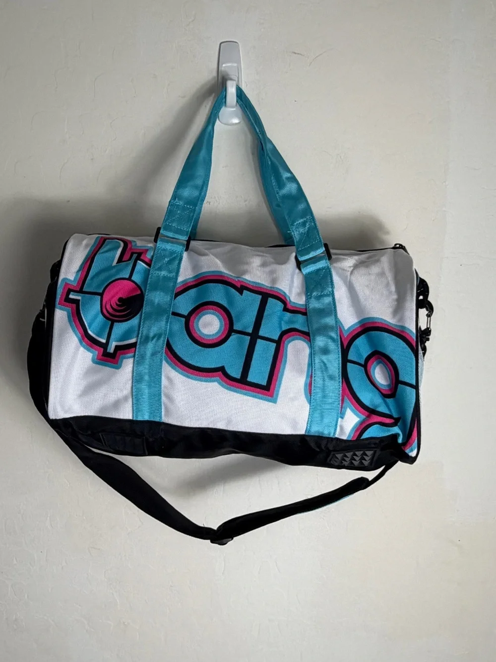 Bang Energy Drink Promo Duffle Bag White Blue Pink Graphic Sporty Travel